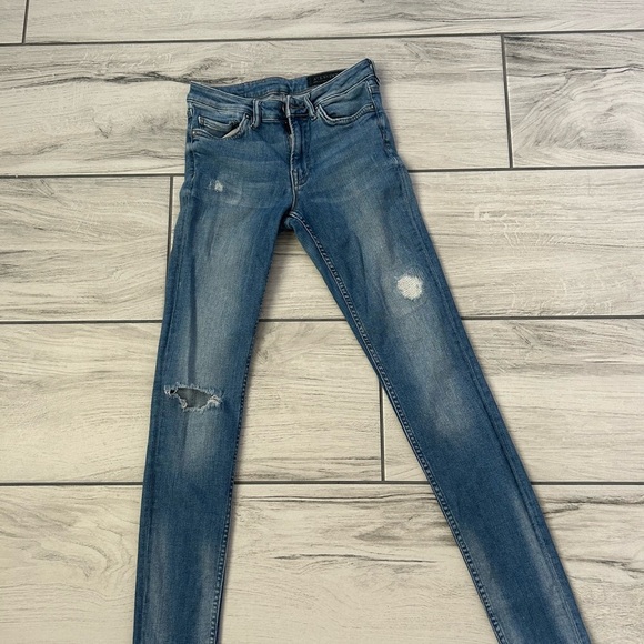 All Saints Blue Skinny Jeans with Distressed Details - Picture 3 of 6